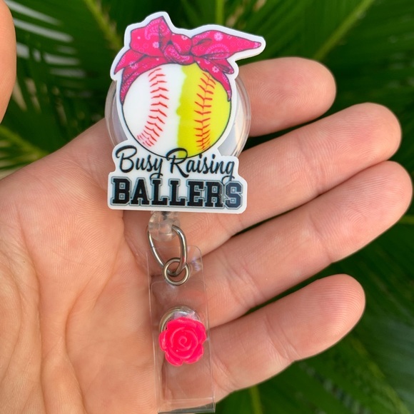 Busy Raising Ballers Badge Holder - Picture 1 of 4